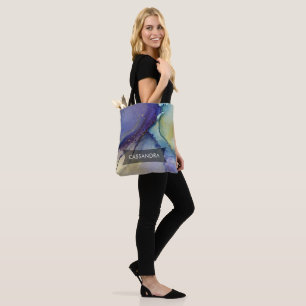 Tote Bag Multicolore Abstrait Liquide Art & Or