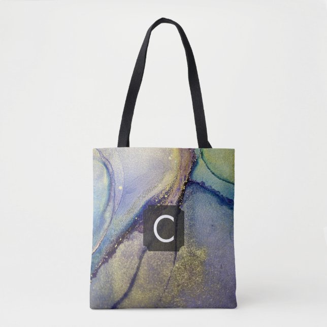 Tote Bag Multicolore Abstrait Liquide Art & Or (Devant)