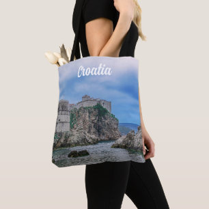Tote Bag Murs de forteresse, côte rocheuse et mer en Croati