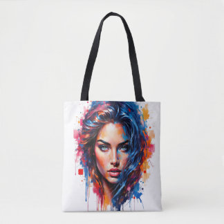 Tote Bag Muse Chromatique - Portrait De Splash Néon