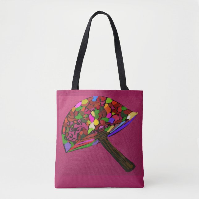 Tote Bag Mushroom Face Character Art  (Devant)