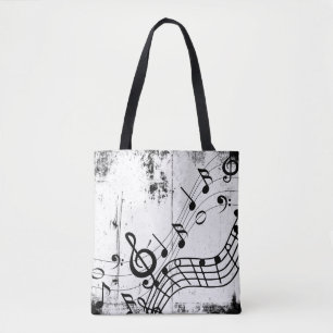 Tote Bag Music Note Art Design Antique Grunge Vintage