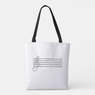 Tote bag, music notes and staff