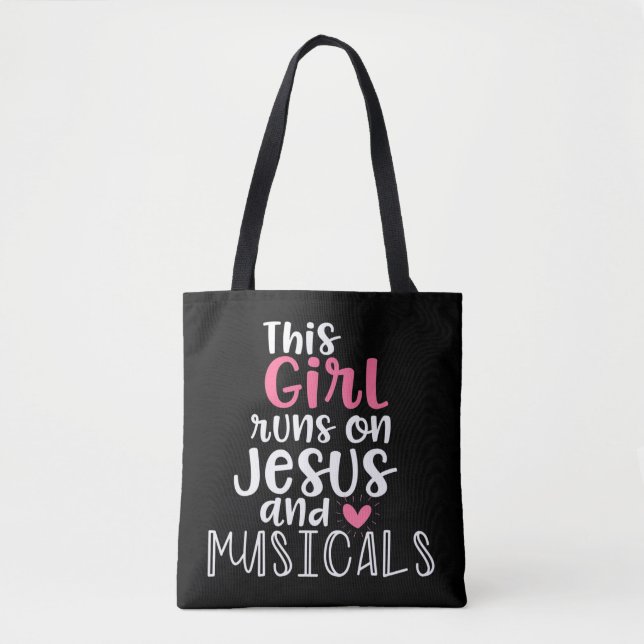 Tote Bag Musical Theater Cadeaux Ado Girl court sur Jesus M (Devant)