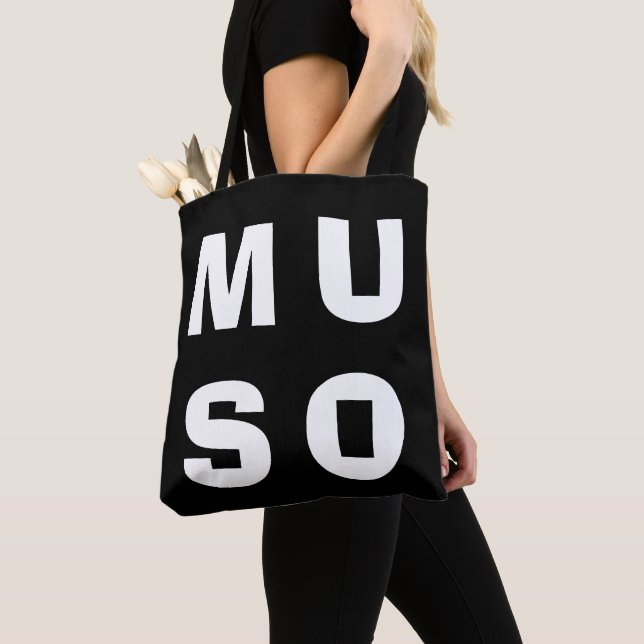 Tote Bag Musicien Musique Lover Monochrome Blanc Noir (De près)