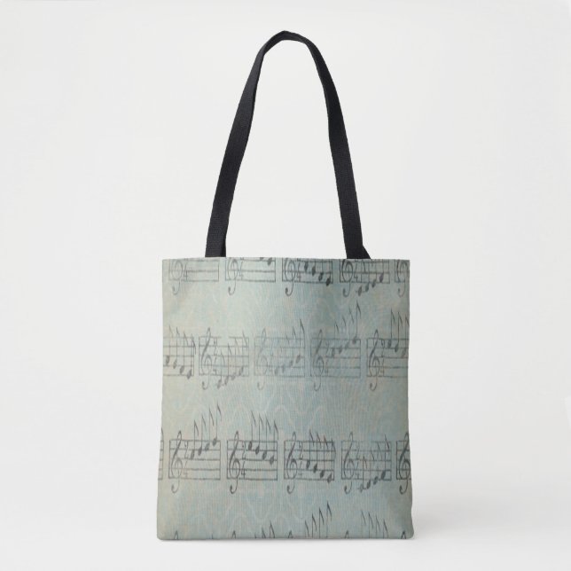 Tote Bag Musique bleue vintage Note Musicien Motif (Devant)