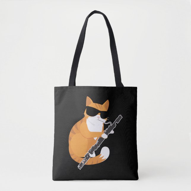 Tote Bag Musique Cat Sunglasses Bassoonist Museo Bassoon (Devant)