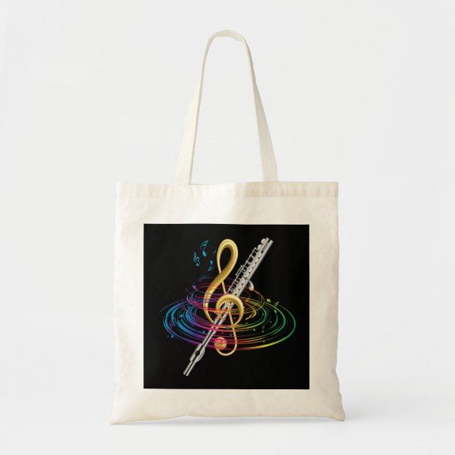 Tote Bag Musique Classique Clé Treble Flutist Cadeau Flûte  (Devant)