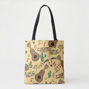 Tote Bag Musique country sans couture motif avec guitare, c