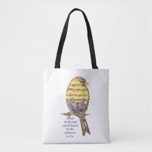 Tote Bag Musique dans l'âme Citation & note musicale Oiseau