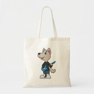 Tote Bag Musique de guitare musicienne de chien