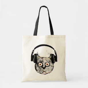 Tote Bag musique dj chat avec casque