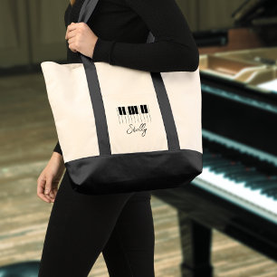 Tote Bag Musique Enseignant Piano Nom du clavier de l'élève