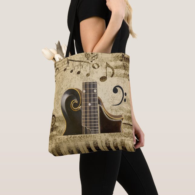 Tote Bag Musique Notes Keyboard Guitare (De près)