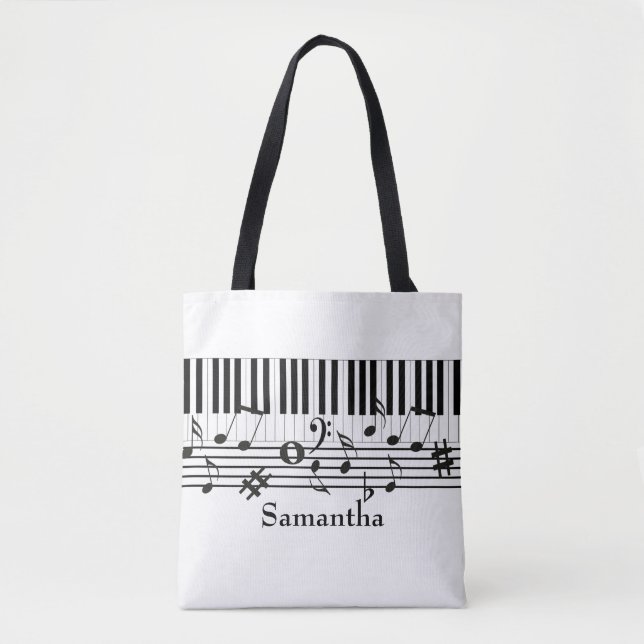 Tote Bag Musique personnalisée Piano Treble Clef (Devant)
