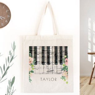 Tote Bag musique piano nom floral