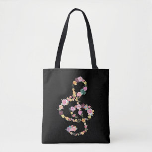 Tote Bag musique romantique florale serrure triplée sur noi