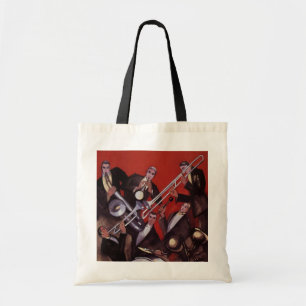 Tote Bag Musique vintage, groupe de jazz musical Art Déco e