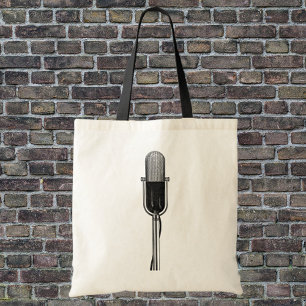 Tote Bag Musique vintage, Microphone rétro à l'ancienne