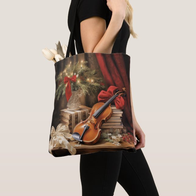 Tote Bag Musique violon de Noël (De près)