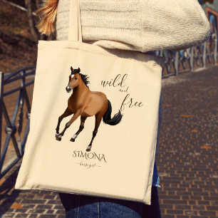 Tote Bag Mustang cheval cadeaux nom personnalisé