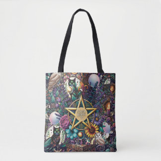 Tote Bag Mystical Celestial Dreamer Design Pentagram Witchy