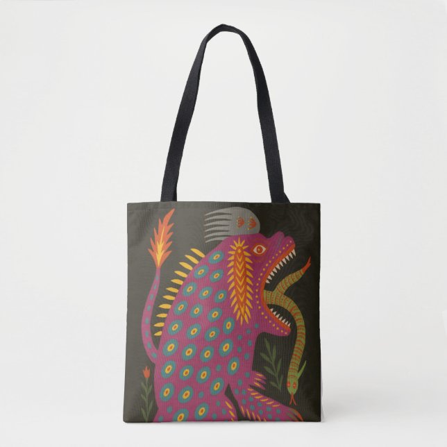 Tote Bag Mythique Créature Folk Art Imprimer (Devant)