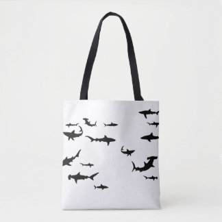 Tote Bag Nage en silhouette des requins noirs