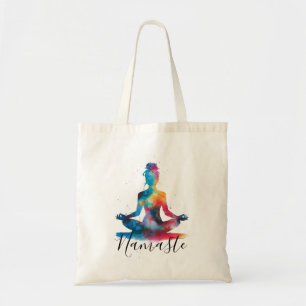 Tote Bag Namaste Yoga Silhouette   Méditation colorée