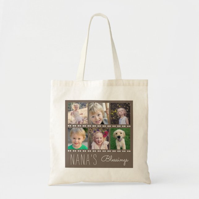 Tote Bag Nana's Blessings Photo Collage de petits-enfants (Devant)
