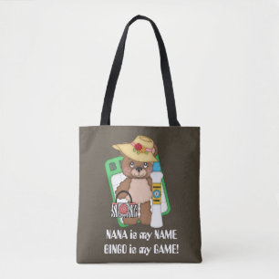 Tote Bag Nanna est mon nom Bingo est mon jeu ours fourre-to