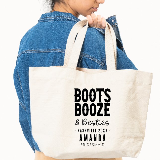 Tote Bag Nashville Bachelorette Bottes Besoins Booze Person (Créateur téléchargé)