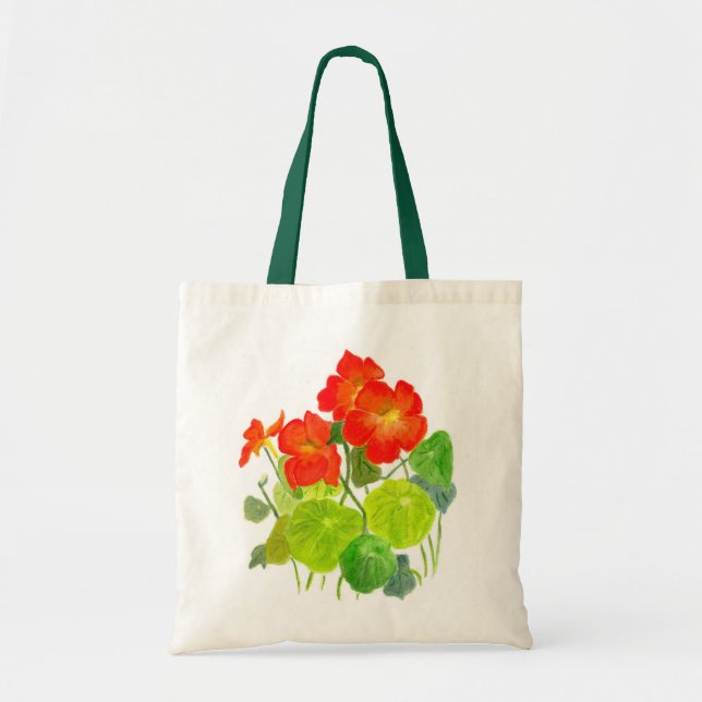Tote Bag Nasturtiums à main rouge vif (Devant)