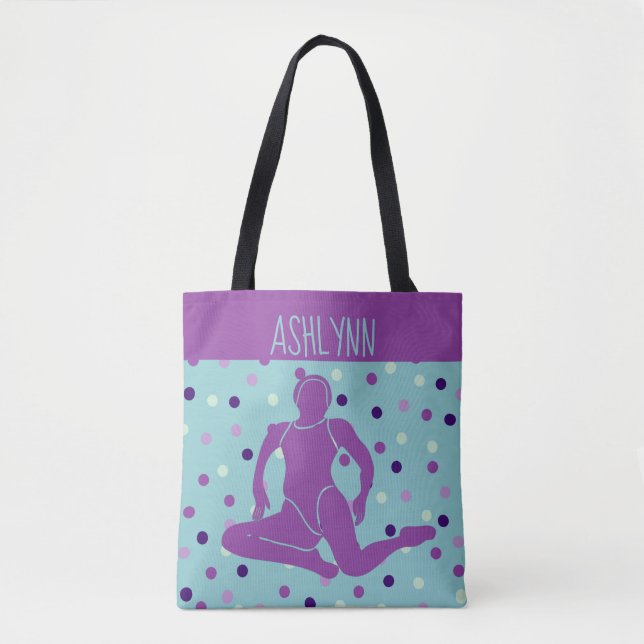 Tote Bag Natation synchronisée Aqua et Purple Personnalisée (Devant)