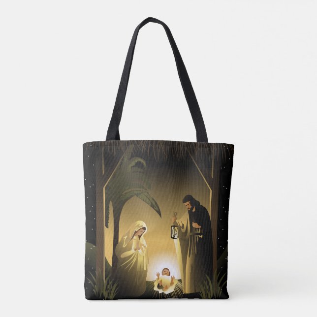 Tote Bag Nativité de Noël Marie, Joseph et bébé Jésus (Dos)