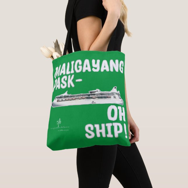 Tote Bag NAVIRE Pask-OH Maligayang ! Chrs Vert/Argent. Croi (De près)