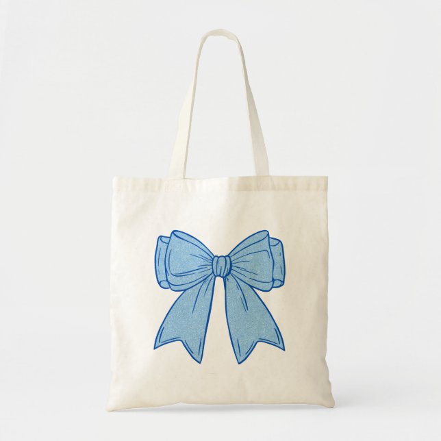 Tote Bag Navy + Blue Faux Glitter Bow (Devant)