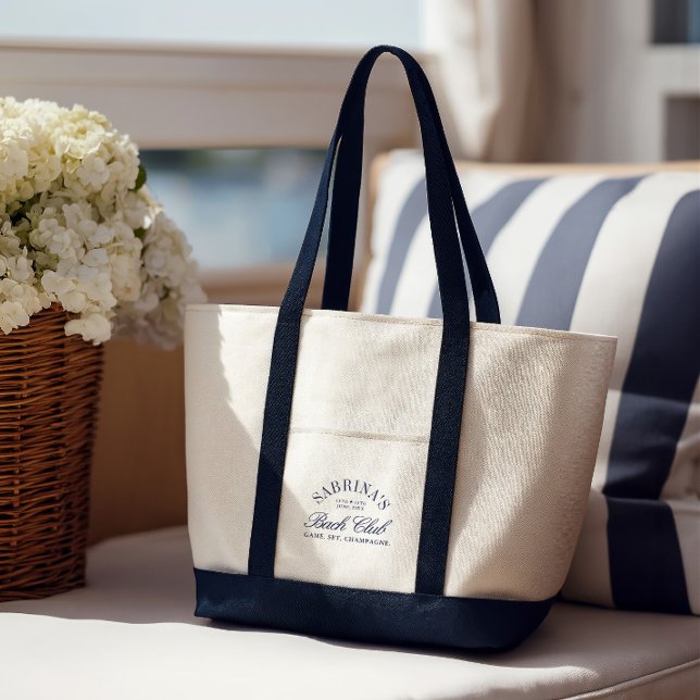 Tote Bag Navy & Cream Bach Club Week-end de jeune fille à m (Navy & Cream Bach Club Bachelorette Weekend Tote Bag)