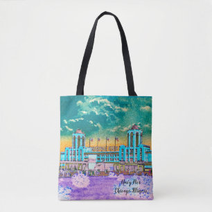 Tote Bag Navy Pier Chicago 1920's Watercolor Art Windy City