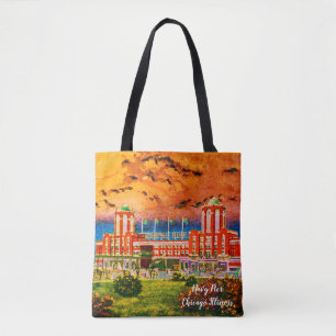 Tote Bag Navy Pier Chicago 1920's Watercolor Art Windy City