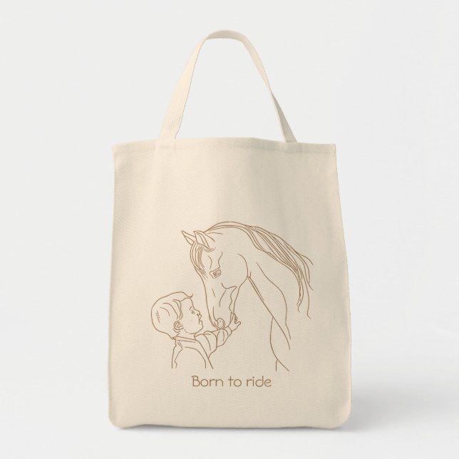 Tote Bag Né à Ride : Toile pour enfants et chevaux (Devant)