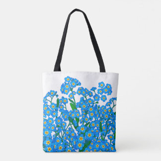 Tote Bag Ne M'Oubliez Pas, Dessin De Fleurs Bleues, Amateur