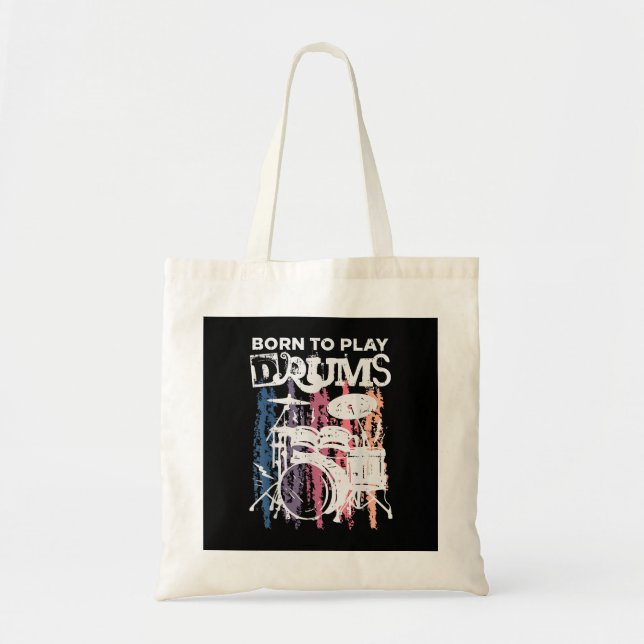 Tote Bag Né Pour Jouer Drumming Rock Music Band Drumme (Devant)