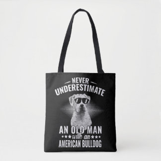 Tote Bag Ne sous-estimez jamais un vieil homme au taureau a