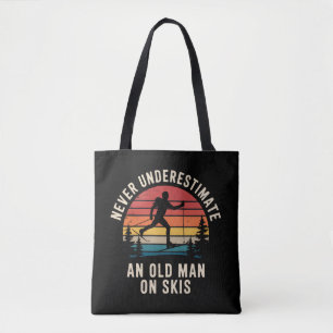 Tote Bag Ne sous-estimez jamais un vieil homme en ski Voyag