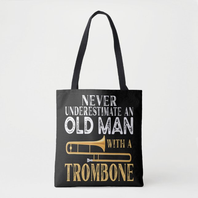 Tote Bag Ne Sous-Estimez Jamais Un Vieux Homme Avec Un Gif  (Devant)
