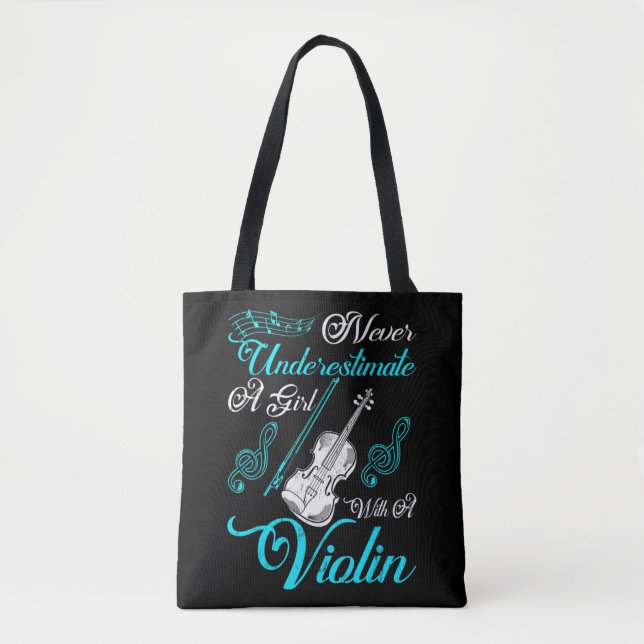 Tote Bag Ne sous-estimez jamais une fille avec un cadeau de (Devant)