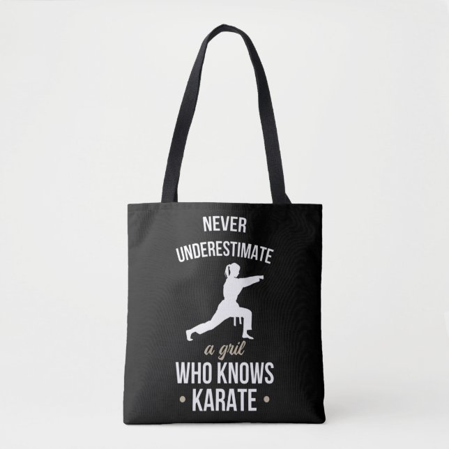 Tote Bag Ne Sous-Estimez Jamais Une Fille Qui Connaît Karat (Devant)