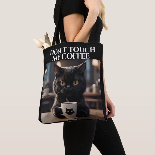 Tote Bag Ne touche pas mon café drôle (De près)