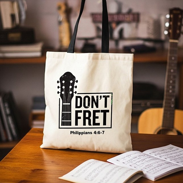 Tote Bag Ne vous tracassez pas (Philippiens 4:6-7) Guitare (Créateur téléchargé)